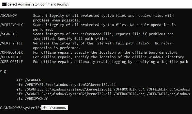 use SFC to repair files